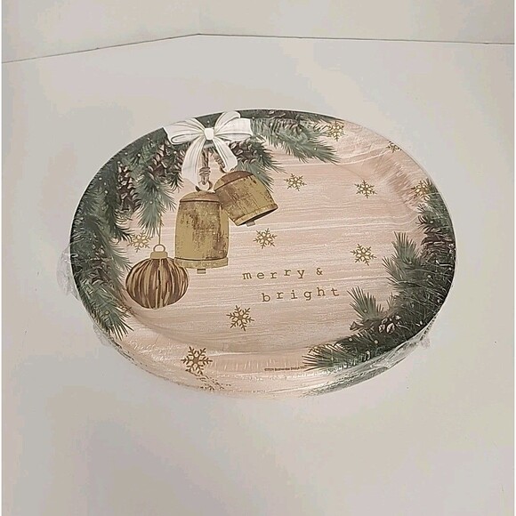 Brother Sister merry & bright Oval 40-Count Paper Plates Holiday Party 12" - Picture 1 of 6
